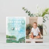 Hole in één Golfjongen eerste geboorte Par-T-shirt Kaart (Staand voorkant)