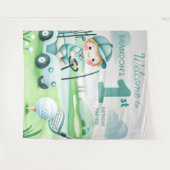 Hole in One 1e verjaardag jongen golf par-tij Wandkleed (Voorkant (horizontaal))