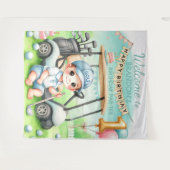 Hole in One 1e verjaardag jongen golf Par-tijdtje Wandkleed (Voorkant (horizontaal))