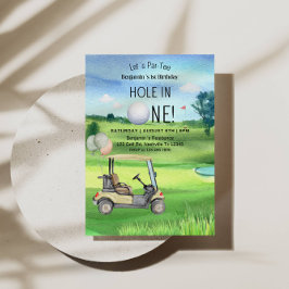Hole In One 1st Birthday Golf Theme voor Jongen Kaart
