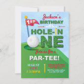 Hole in One 1st Birthday Par-t-shirt Invitation Kaart (Voorkant)