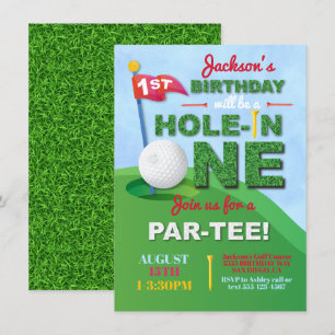 Hole in One 1st Birthday Par-t-shirt Invitation Kaart