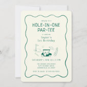Hole In One 1st Birthday Par-tee Hand Drawn Green Kaart (Voorkant)