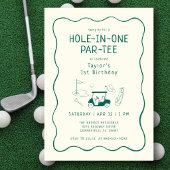 Hole In One 1st Birthday Par-tee Hand Drawn Green Kaart