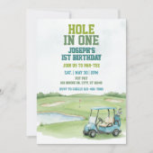 Hole In One, Blue Golf 1e Verjaardag Kaart (Voorkant)