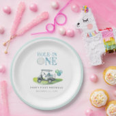 Hole-in-One Blue Golfkar Verjaardagspapier Borden Papieren Bordje (Feest)