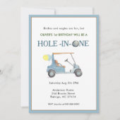 Hole in One Boy 1st Birthday Party Uitnodiging (Voorkant)