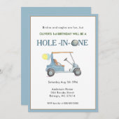 Hole in One Boy 1st Birthday Party Uitnodiging (Voorkant / Achterkant)