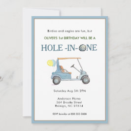 Hole in One Boy 1st Birthday Party Uitnodiging