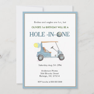 Hole in One Boy 1st Birthday Party Uitnodiging
