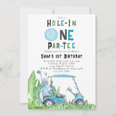 Hole in One Boy Golf First Birthday Par-t-shirt Kaart (Voorkant)