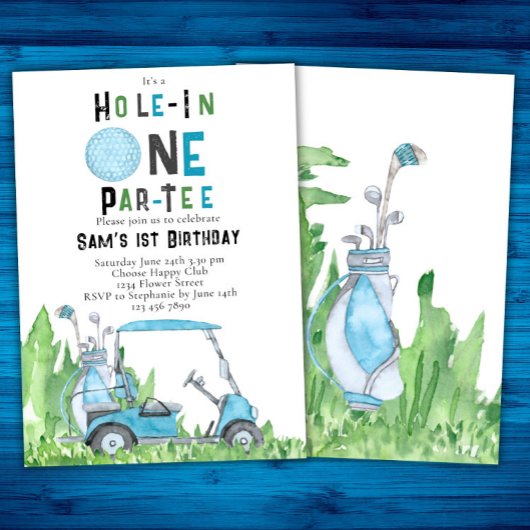 Hole in One Boy Golf First Birthday Par-t-shirt Kaart