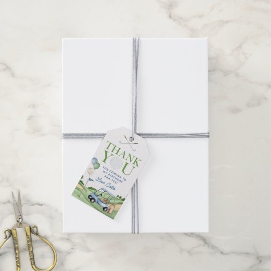 Hole In One Boy Golf First Birthday Par-Tee Cadeaulabel (Met Touw)