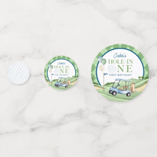 Hole In One Boy Golf First Birthday Par-Tee Confetti (Voorkanten)