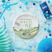 Hole In One Boy Golf First Birthday Par-Tee Papieren Bordje (Feest)