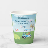 Hole in One Boy Golf Par-t-shirt 1e Verjaardag Papieren Bekers (Voorkant)