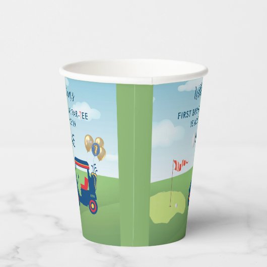 Hole in One Boy Golf Par-t-shirt 1e Verjaardag Papieren Bekers (Rechts)