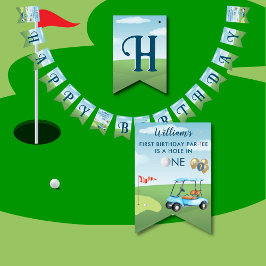 Hole in One Boy Golf Par-t-shirt 1e Verjaardag Vlaggetjes