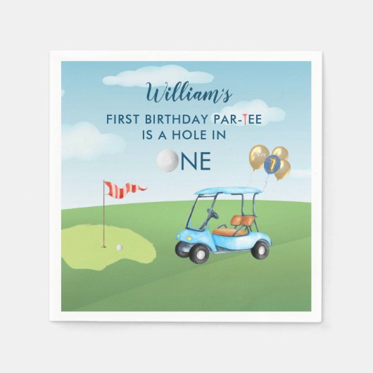 Hole In One Boy Golf Par-t-shirt 1e Verjaardagscoc Servet (Voorkant)