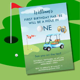 Hole in One Boy Golfkar Par-t-shirt 1e Verjaardag Kaart