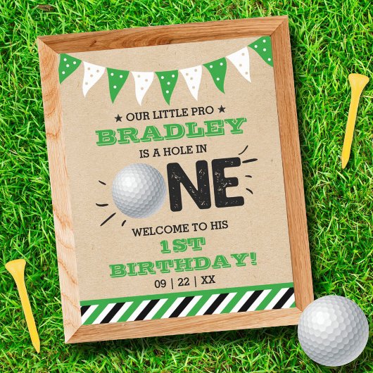 Hole In One Boys Golf 1e Verjaardag Par-t-shirt We Poster