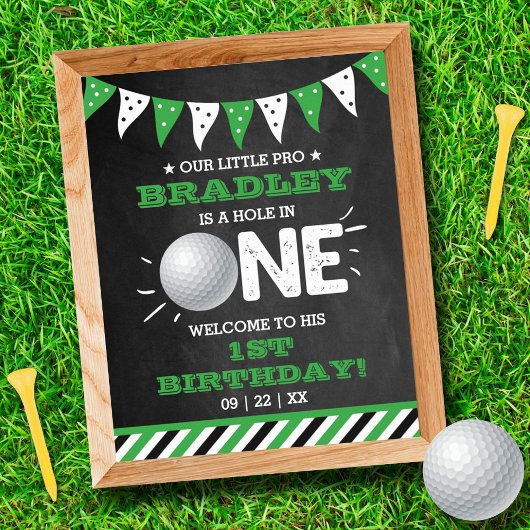 Hole In One Boys Golf 1e Verjaardag Par-t-shirt We Poster