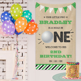 Hole In One Boys Golf 1e Verjaardag Par-t-shirt We Spandoek