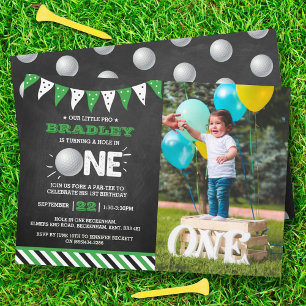Hole in One Boys Golf 1st Birthday foto t-shirt Kaart