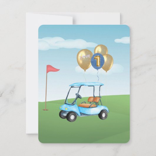 Hole in One BUDGET Boy Golf Par-t-shirt 1e Verjaar Kaart (Achterkant)