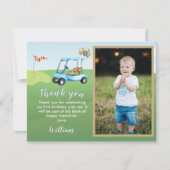 Hole In One BUDGET Foto Jongen Golf 1e Verjaardag Bedankkaart (Voorkant)