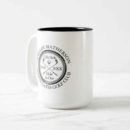 Hole in One Classic Gepersonaliseerd Golf Tweekleurige Koffiemok (Voorkant links)