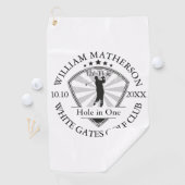 Hole in One Classic Persoonlijk Zwart en Wit Golfhanddoek (Insitu)