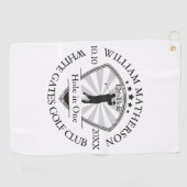 Hole in One Classic Persoonlijk Zwart en Wit Golfhanddoek (Horizontaal)