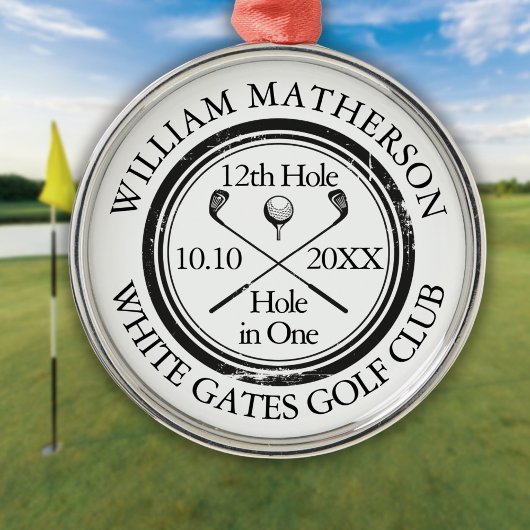 Hole in One Classic Persoonlijke Golf Metalen Ornament