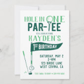 Hole in One Doodle Golf First Birthday Invitation Kaart (Voorkant)