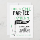 Hole in One Doodle Golf First Birthday Invitation Kaart (Voorkant)