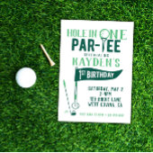 Hole in One Doodle Golf First Birthday Invitation Kaart