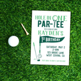 Hole in One Doodle Golf First Birthday Invitation Kaart