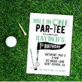 Hole in One Doodle Golf First Birthday Invitation Kaart