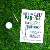 Hole in One Doodle Golf First Birthday Invitation Kaart