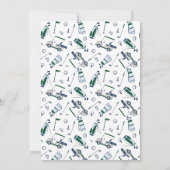 Hole in One Doodle Golf First Birthday Invitation Kaart (Achterkant)