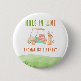Hole In One Eerste Verjaardagsfeestje Ronde Button 5,7 Cm