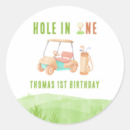Hole In One Eerste Verjaardagsfeestje Ronde Sticker