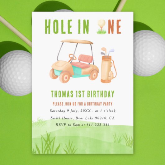 Hole In One First Birthday Party Kaart
