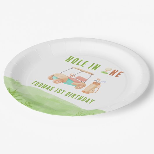 Hole In One First Birthday Party Papieren Bordje (Gekanteld)