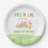 Hole In One First Birthday Party Papieren Bordje (Voorkant)