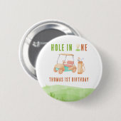 Hole In One First Birthday Party Ronde Button 5,7 Cm (Voorkant /achterkant)