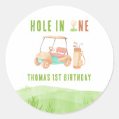 Hole In One First Birthday Party Ronde Sticker (Voorkant)
