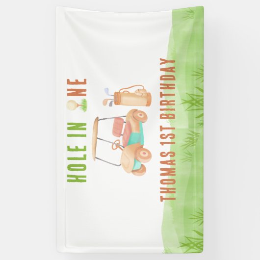 Hole In One First Birthday Party Spandoek (Verticaal)