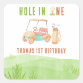 Hole In One First Birthday Party Vierkante Sticker (Voorkant)